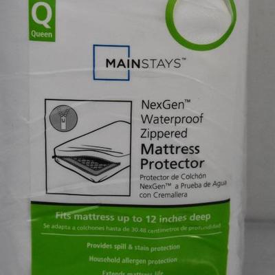 Mainstays Queen Size Mattress Protector. NexGen Waterproof, Zippered - New