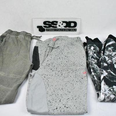 3 pairs Sports/Lounge Pants: Gray Staple, Green, Black/Green/White Elwood