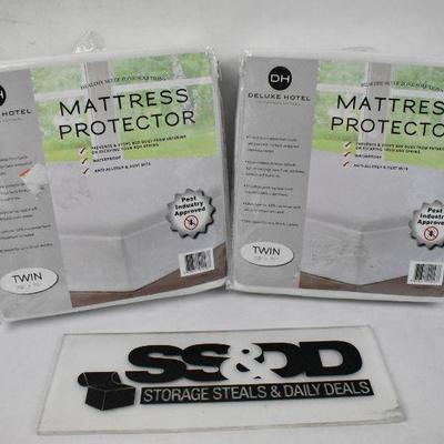 Set of 2 Mattress Protectors, Twin Size, by DH Deluxe Hotel - New