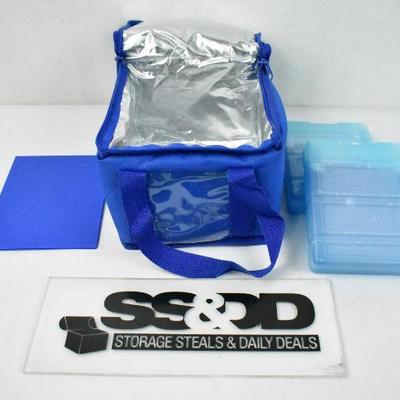 Blue Lunch Box with 2 Separators & 2 Cold Packs - New