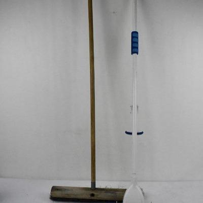 2 Piece Large Tool Lot: Push Broom and Mr. Clean Mop