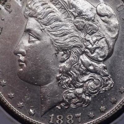 1887 S Morgan Silver Dollar in AU Condition  86