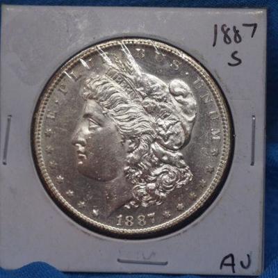 1887 S Morgan Silver Dollar in AU Condition  86