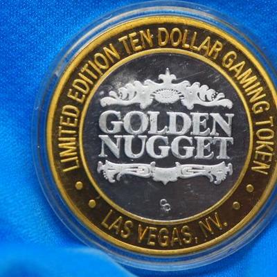 Golden Nugget Limited Edition Ten Dollar Gaming Token 1 OZ .9999 Fine silver      150