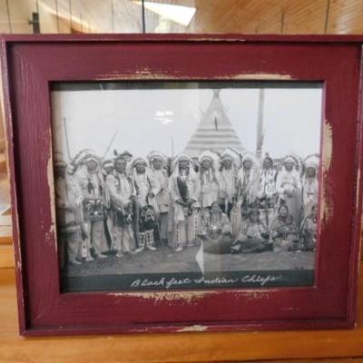 Vintage Photograph of Black Feet Indian Chiefs Framed 12