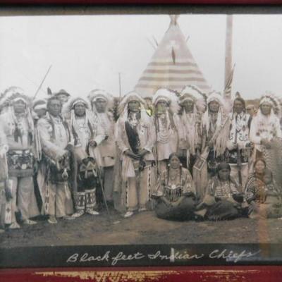 Vintage Photograph of Black Feet Indian Chiefs Framed 12