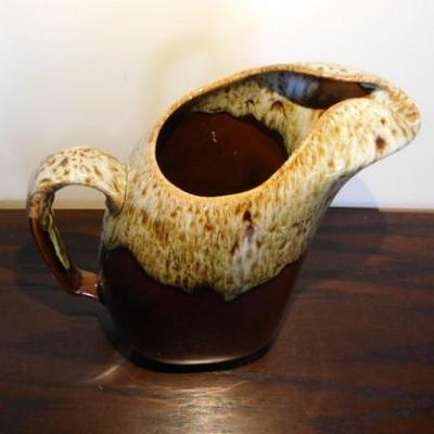 Canonsburg Brown Drip Pottery Green Edge Pitcher.  Rare Find!