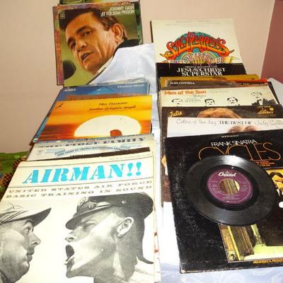 lot 2. 44 lp records. St peppers, Johnny Cash. Airman. plus one 45 Bob Seger