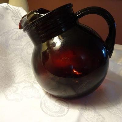 Lot 25 Red glass pitcher