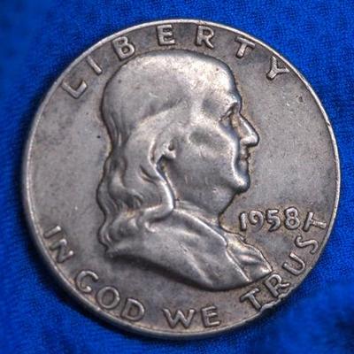 1958 D Franklin 90% Silver Half            Y 175