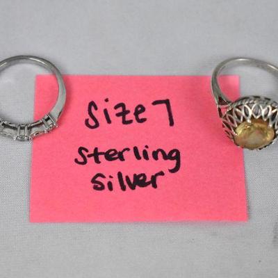 2 Sterling Silver Rings Size 7