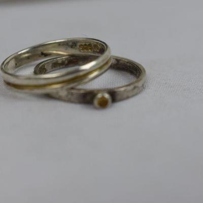 2 Sterling Silver Rings Size 9