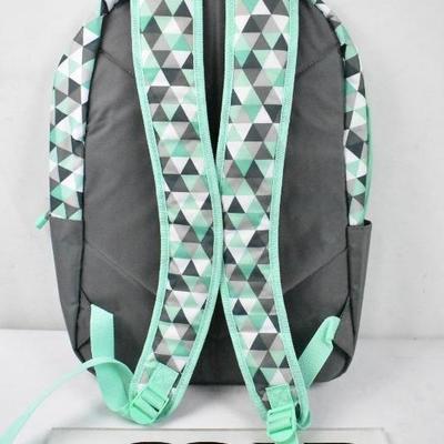 Eastsport Backpack: Gray, White, Mint Green Triangles - New
