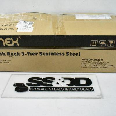 NEX Dish Rack 3-Tier Stainless Steel. 15.6" x 10.2" x 14" - New