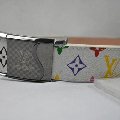 Designer Inspired LV Belts (2 belts, 1 buckle) White Colorful & Black/Gray