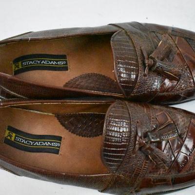 Men's Dress Shoes, Genuine Snake Skin by Stacy Adams, Brown, Size 9 Loafers