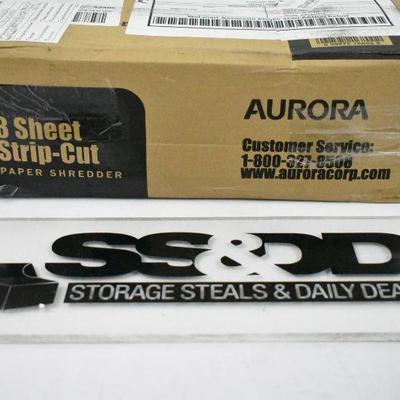 Aurora 8 Sheet Strip-Cut Paper Shredder - New