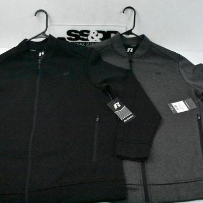 Russell Elevated Track Jackets, Qty 2 Size Large, 1 Black & 1 Gray - New