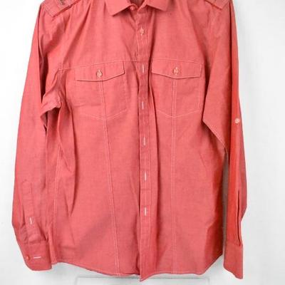 INC International Concepts Dress Shirt, Long Sleeve Button Down Size Medium, Red