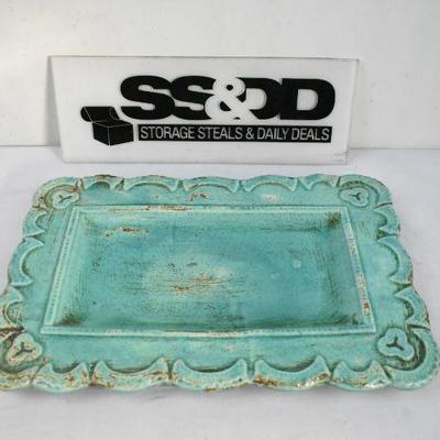 Rectangle Ceramic Tray, Turquoise 