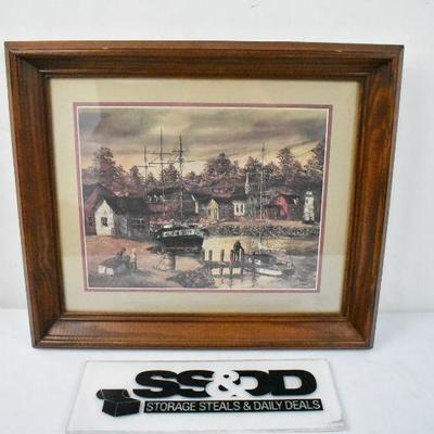 Small Town and Boat Framed Print 