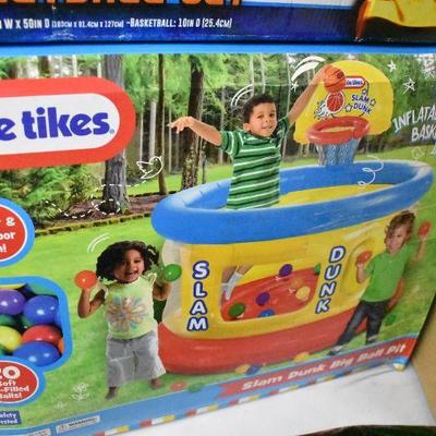 5 pc Inflatables Toys. Dinosaur Play Center, Floats, More - Untested, As Is