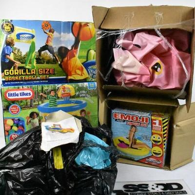 5 pc Inflatables Toys. Dinosaur Play Center, Floats, More - Untested, As Is