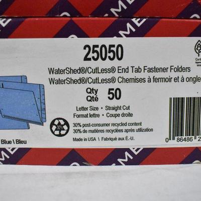 2 Boxes Smead SMD25050 WaterShed CutLess End Tab Fastener Folders. 5/Box - New