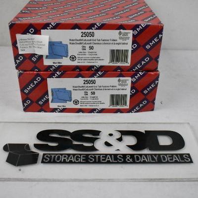 2 Boxes Smead SMD25050 WaterShed CutLess End Tab Fastener Folders. 5/Box - New