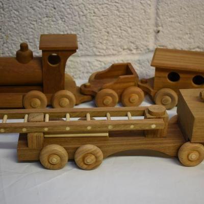 Lot B-89: Handcrafted Wood Train & Truck