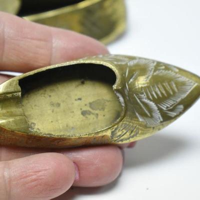 Lot J-5: Three Vintage Miniature Brass Slipper Ashtrays