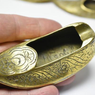 Lot J-5: Three Vintage Miniature Brass Slipper Ashtrays