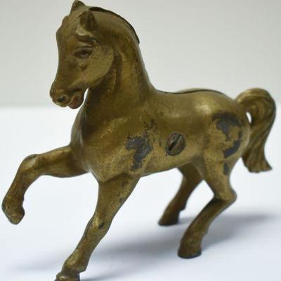 Lot J-6: Vintage Brass Coated Cast Iror Horse