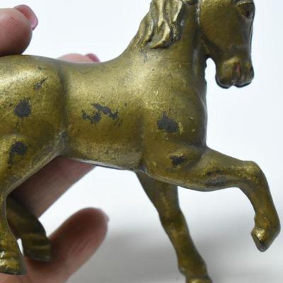 Lot J-6: Vintage Brass Coated Cast Iror Horse
