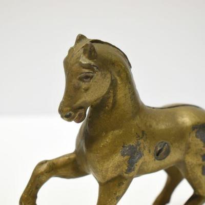 Lot J-6: Vintage Brass Coated Cast Iror Horse