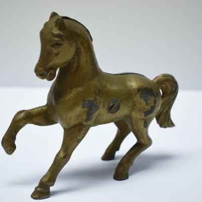 Lot J-6: Vintage Brass Coated Cast Iror Horse