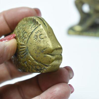 Lot J-7: Brass Rooster and Fish