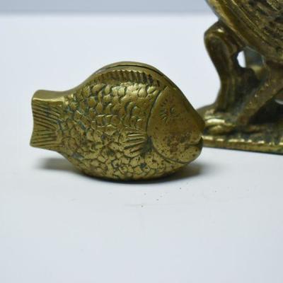 Lot J-7: Brass Rooster and Fish