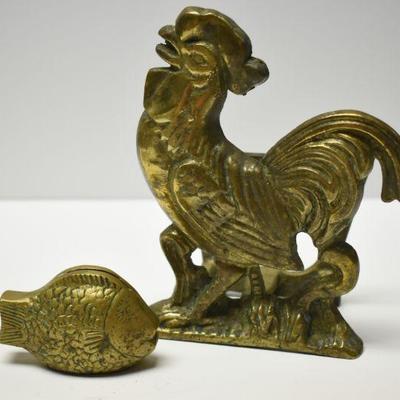 Lot J-7: Brass Rooster and Fish