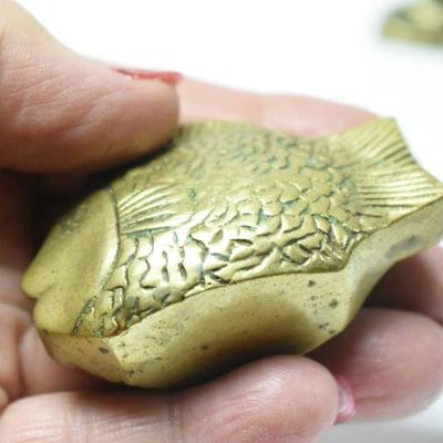 Lot J-7: Brass Rooster and Fish