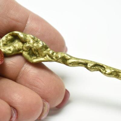 Lot J-9: Brass Spoon with Swaddled Baby (Jesus?)