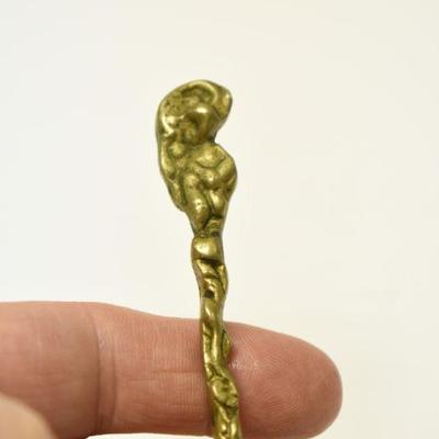Lot J-9: Brass Spoon with Swaddled Baby (Jesus?)