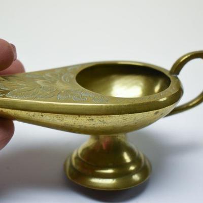 Lot J-11: Etched Brass Oil Lamp