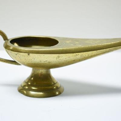Lot J-11: Etched Brass Oil Lamp