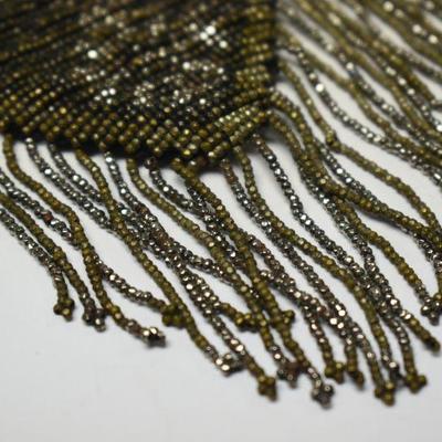 Lot J-14: Antique Microbeaded Fringed Drawstring Bag
