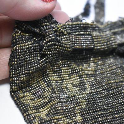 Lot J-14: Antique Microbeaded Fringed Drawstring Bag