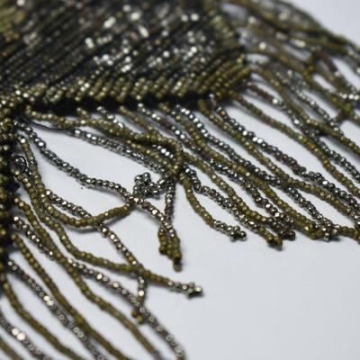 Lot J-14: Antique Microbeaded Fringed Drawstring Bag