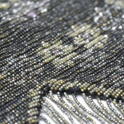 Lot J-14: Antique Microbeaded Fringed Drawstring Bag