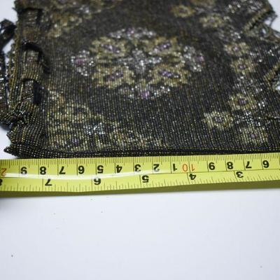 Lot J-14: Antique Microbeaded Fringed Drawstring Bag