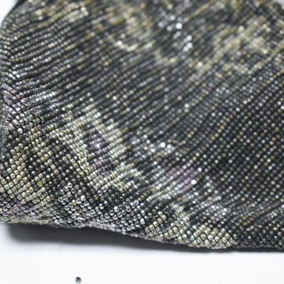 Lot J-14: Antique Microbeaded Fringed Drawstring Bag